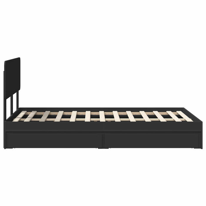 Pat cu storage cu sertar Negru 120 x 190 cm Lemn prelucrat WALTI