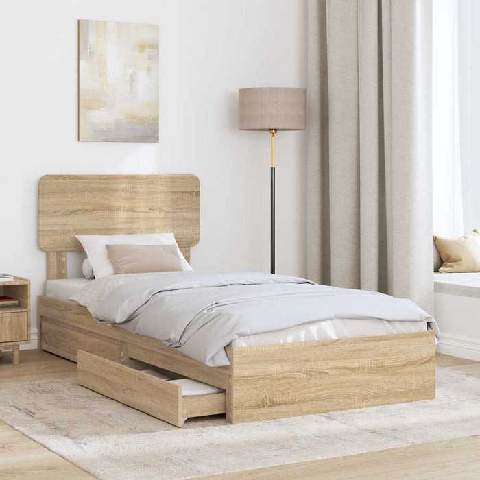 Pat cu storage Stejar Sonoma 100 x 200 cm Lemn compozit - WALTI WALTI