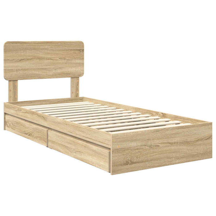 Pat cu storage Stejar Sonoma 100 x 200 cm Lemn compozit - WALTI WALTI