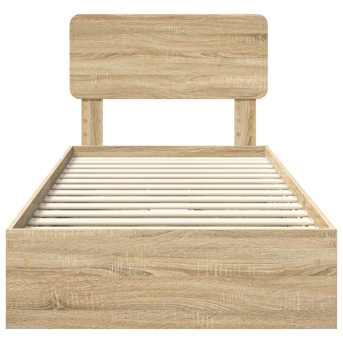 Pat cu storage Stejar Sonoma 100 x 200 cm Lemn compozit - WALTI WALTI
