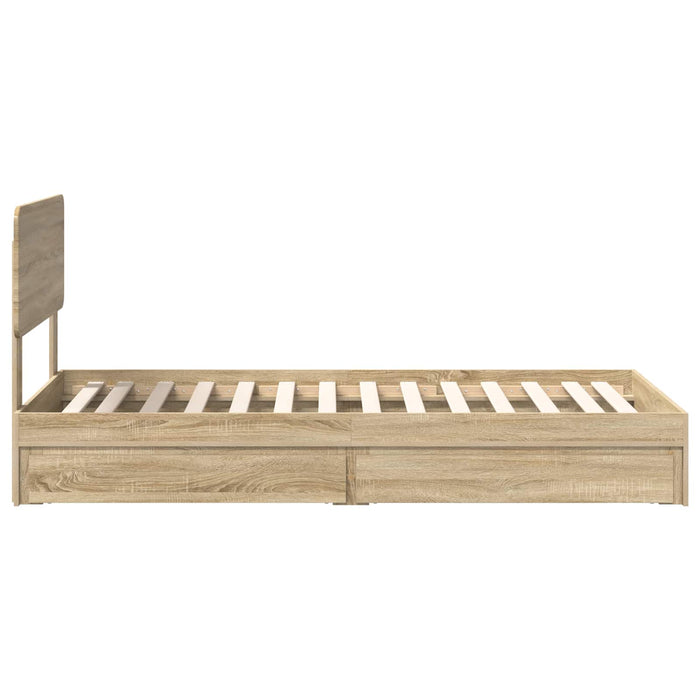 Pat cu storage Stejar Sonoma 100 x 200 cm Lemn compozit - WALTI WALTI