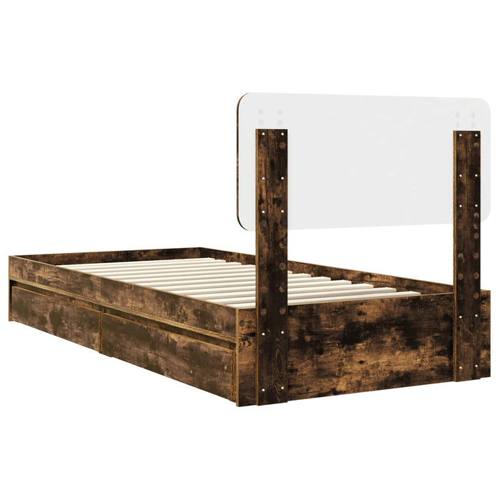 Pat cu storage Stejar fumuriu 100 x 200 cm Lemn compozit - WALTI WALTI