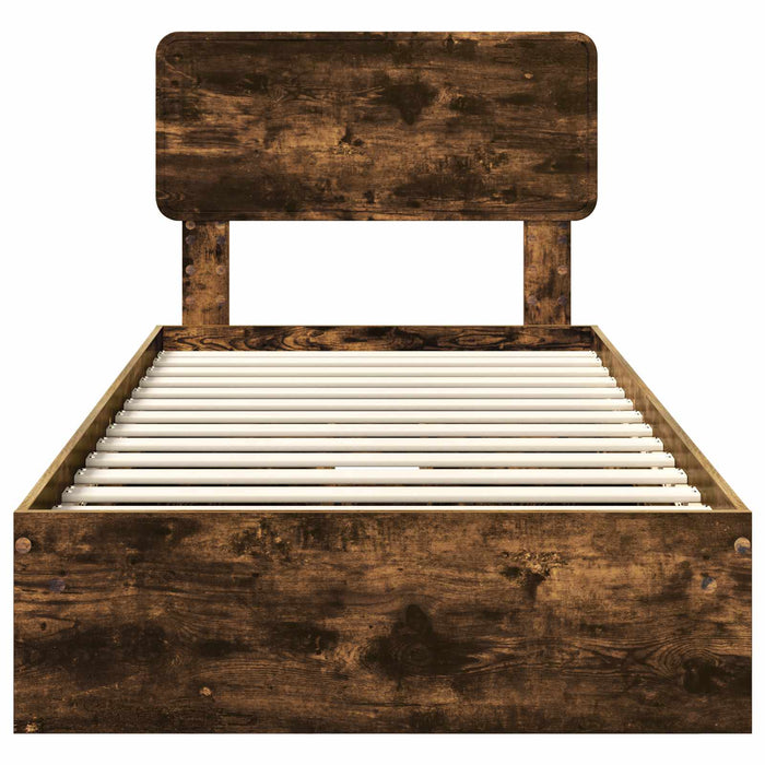 Pat cu storage Stejar fumuriu 100 x 200 cm Lemn compozit - WALTI WALTI