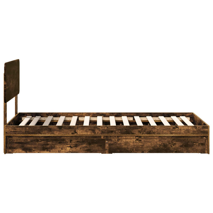Pat cu storage Stejar fumuriu 100 x 200 cm Lemn compozit - WALTI WALTI