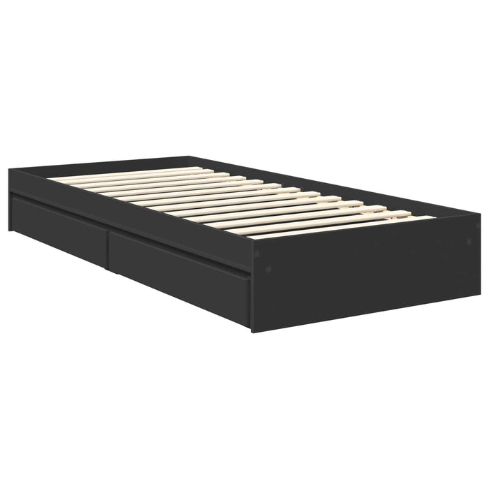 Pat cu storage cu headboard Negru 90 x 190 cm Lemn compozit - WALTI WALTI