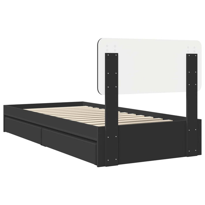 Pat cu storage cu headboard Negru 90 x 190 cm Lemn compozit - WALTI WALTI