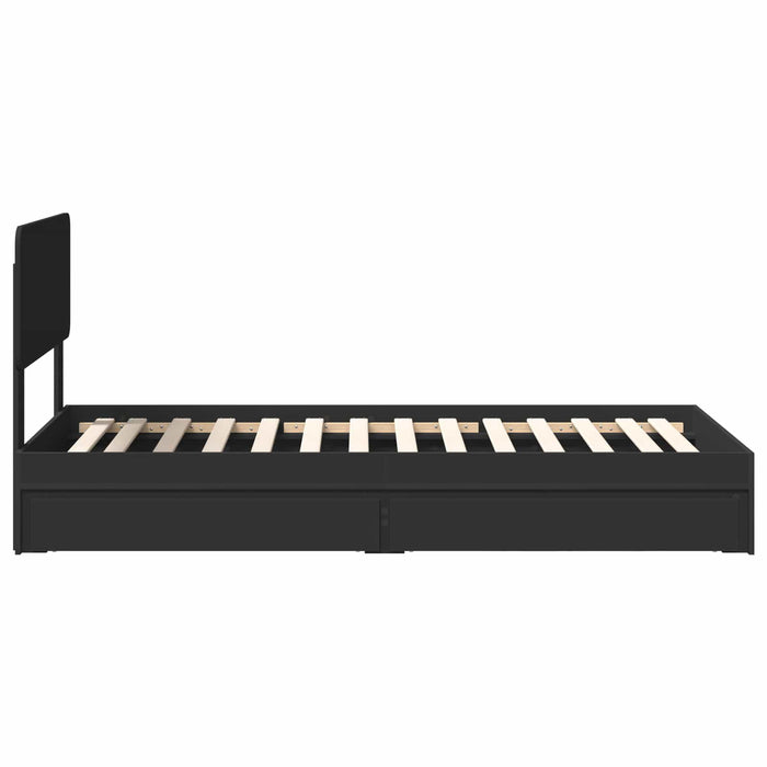 Pat cu storage cu headboard Negru 90 x 190 cm Lemn compozit - WALTI WALTI