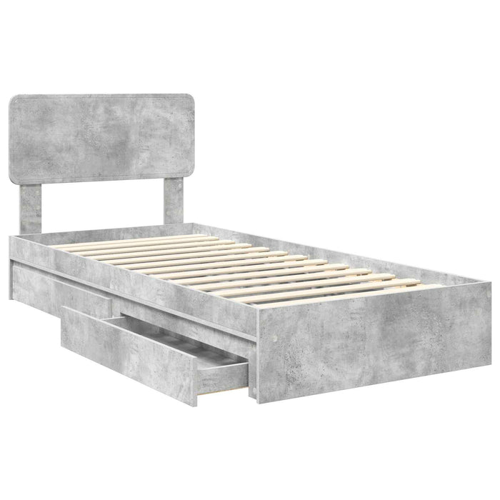 Pat cu storage Gri din beton 90 x 190 cm Lemn compozit - WALTI WALTI