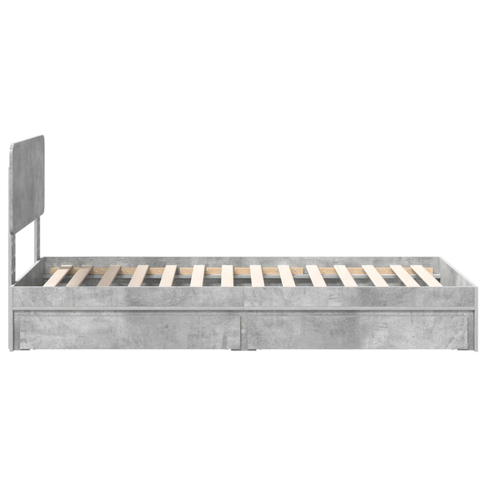 Pat cu storage Gri din beton 90 x 190 cm Lemn compozit - WALTI WALTI