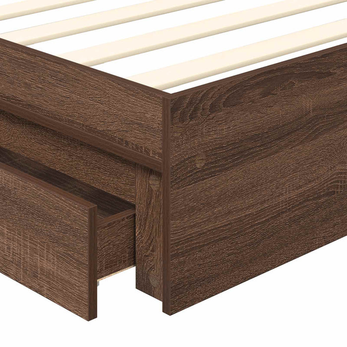 Pat cu storage Stejar închis 90 x 190 cm Lemn prelucrat WALTI