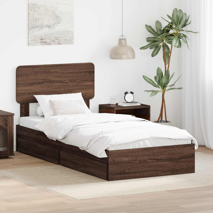 Pat cu storage Stejar închis 90 x 190 cm Lemn prelucrat WALTI