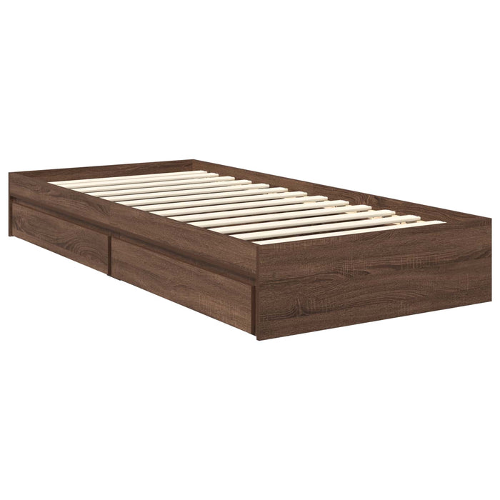 Pat cu storage Stejar închis 90 x 190 cm Lemn prelucrat WALTI