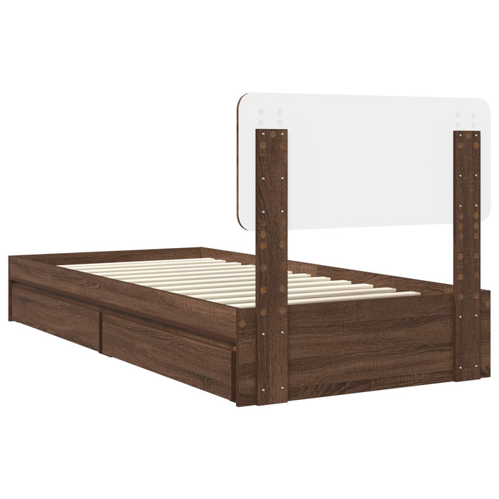 Pat cu storage Stejar închis 90 x 190 cm Lemn prelucrat WALTI