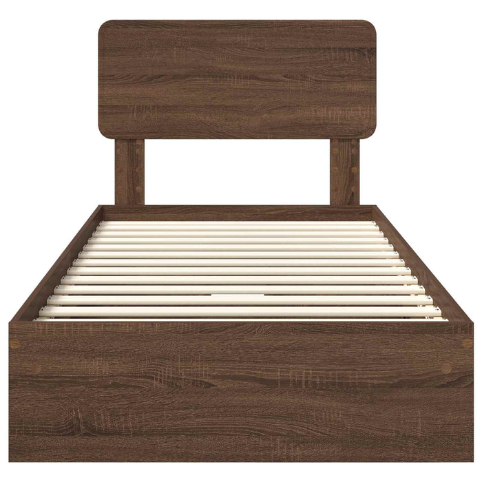 Pat cu storage Stejar închis 90 x 190 cm Lemn prelucrat WALTI