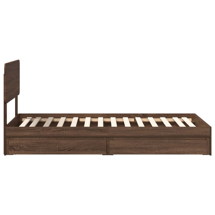 Pat cu storage Stejar închis 90 x 190 cm Lemn prelucrat WALTI