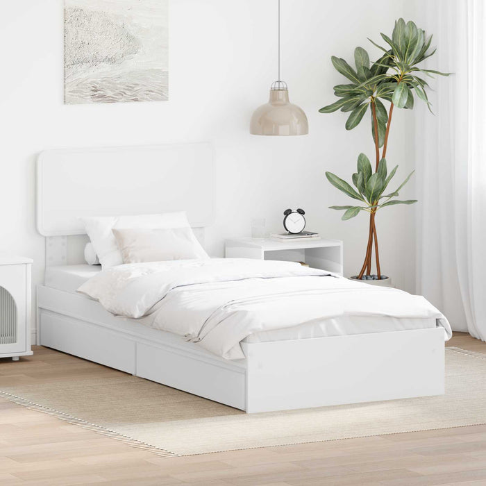 Pat cu storage cu headboard Alb 75 x 190 cm Lemn compozit - WALTI WALTI
