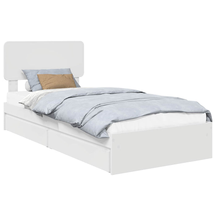 Pat cu storage cu headboard Alb 75 x 190 cm Lemn compozit - WALTI WALTI