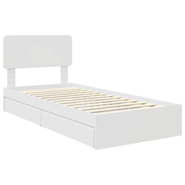 Pat cu storage cu headboard Alb 75 x 190 cm Lemn compozit - WALTI WALTI