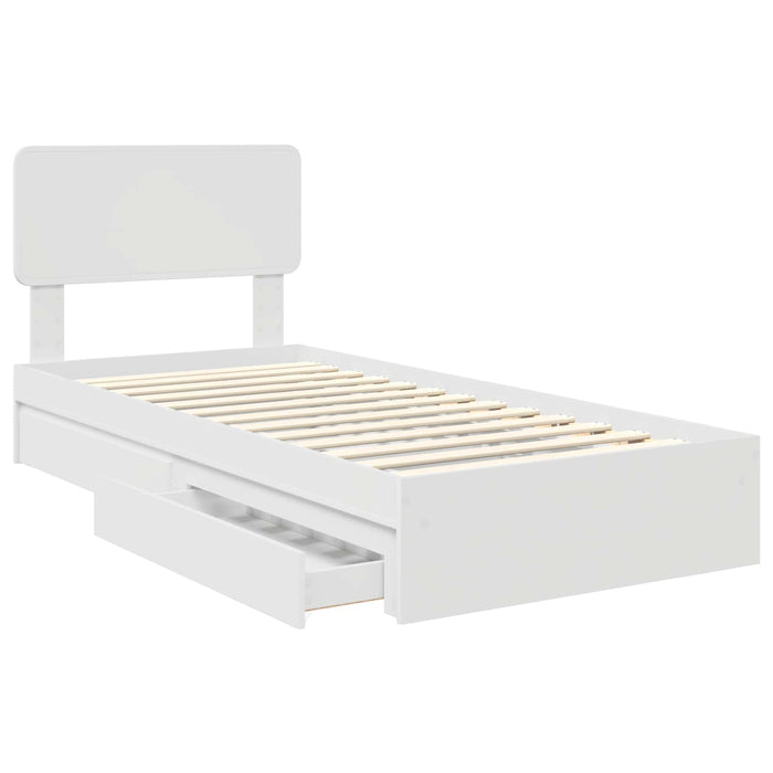 Pat cu storage cu headboard Alb 75 x 190 cm Lemn compozit - WALTI WALTI
