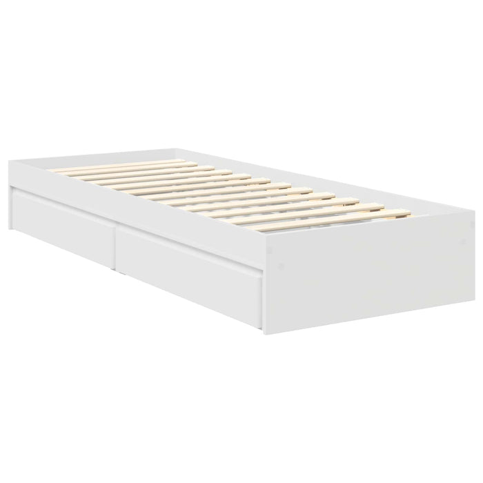 Pat cu storage cu headboard Alb 75 x 190 cm Lemn compozit - WALTI WALTI