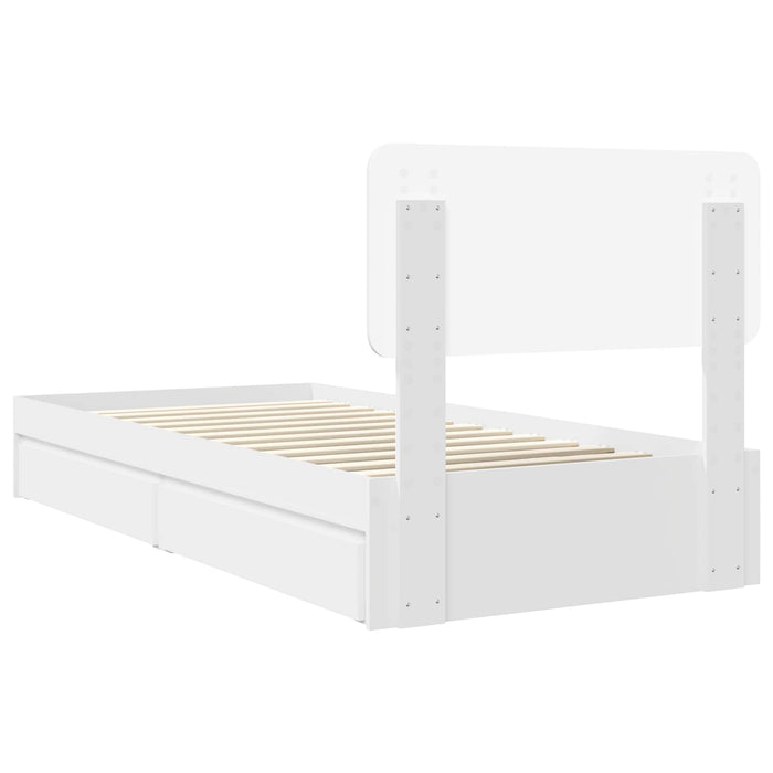 Pat cu storage cu headboard Alb 75 x 190 cm Lemn compozit - WALTI WALTI