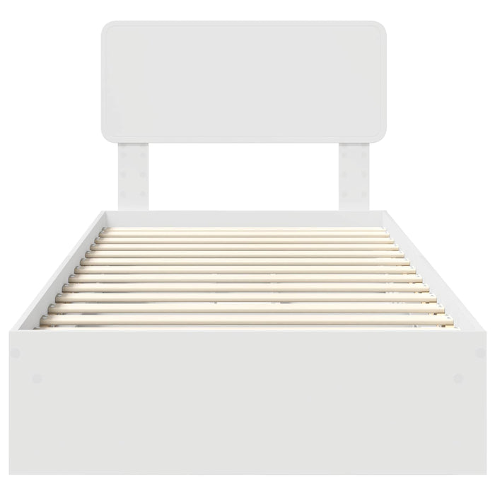 Pat cu storage cu headboard Alb 75 x 190 cm Lemn compozit - WALTI WALTI