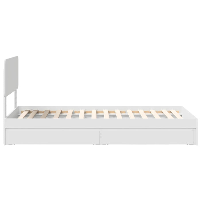 Pat cu storage cu headboard Alb 75 x 190 cm Lemn compozit - WALTI WALTI