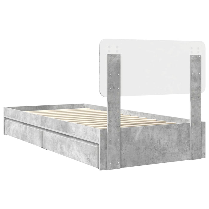 Pat cu storage Gri din beton 75 x 190 cm Lemn compozit - WALTI WALTI