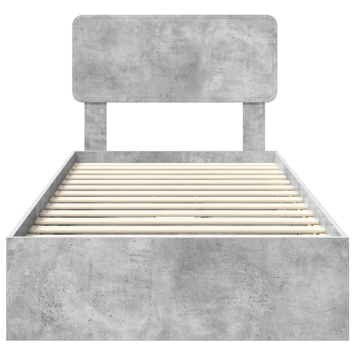 Pat cu storage Gri din beton 75 x 190 cm Lemn compozit - WALTI WALTI