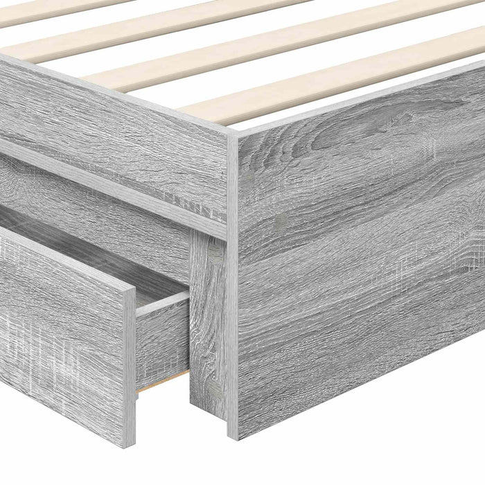 Pat cu storage cu sertar Gri Sonoma 75 x 190 cm Lemn compozit - WALTI WALTI
