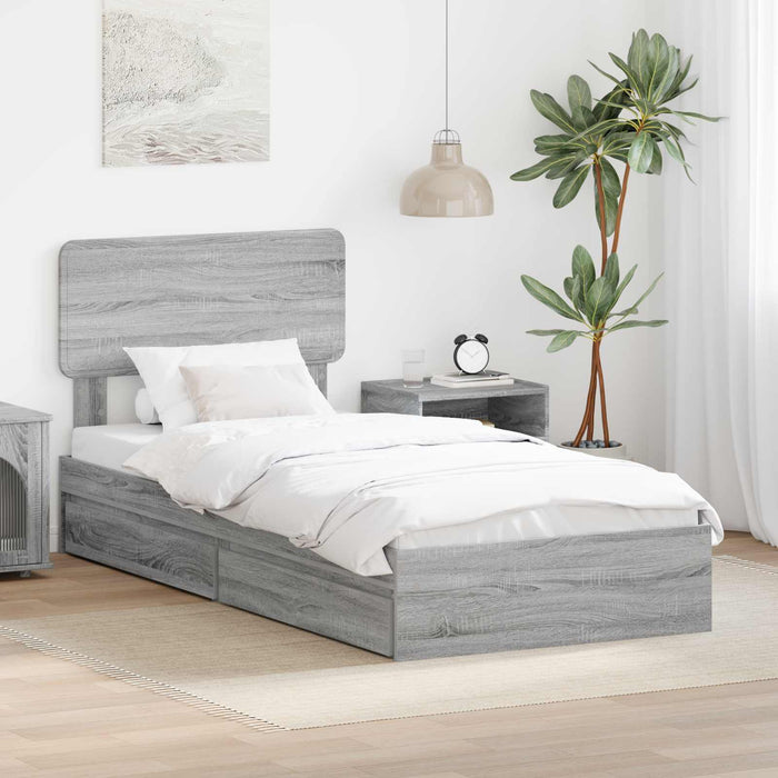 Pat cu storage cu sertar Gri Sonoma 75 x 190 cm Lemn compozit - WALTI WALTI