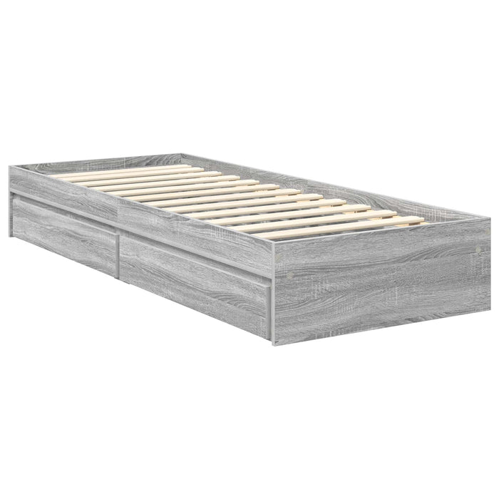 Pat cu storage cu sertar Gri Sonoma 75 x 190 cm Lemn compozit - WALTI WALTI
