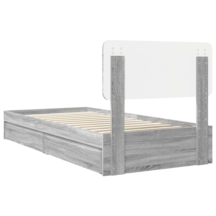 Pat cu storage cu sertar Gri Sonoma 75 x 190 cm Lemn compozit - WALTI WALTI