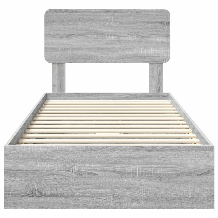 Pat cu storage cu sertar Gri Sonoma 75 x 190 cm Lemn compozit - WALTI WALTI