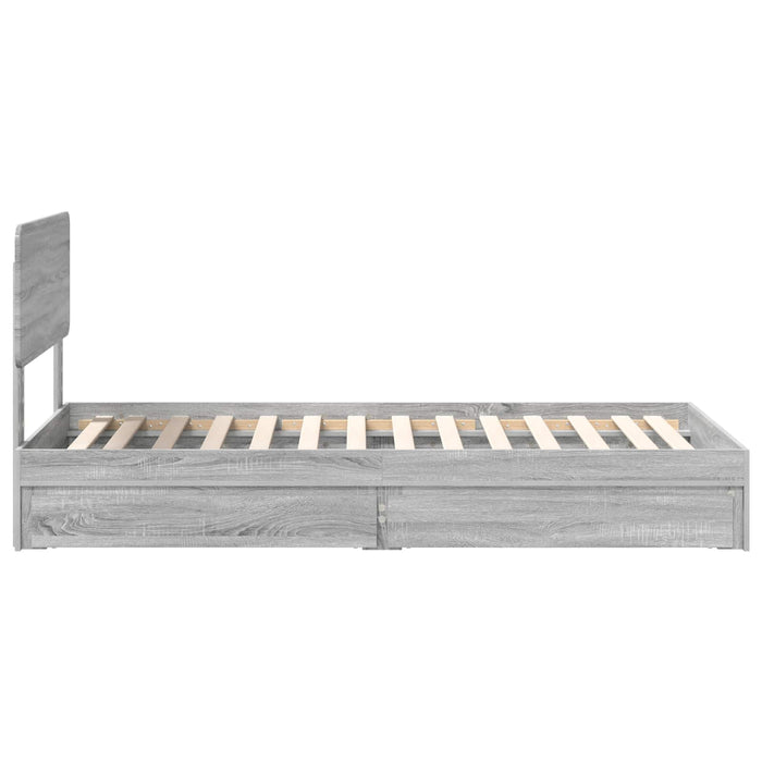 Pat cu storage cu sertar Gri Sonoma 75 x 190 cm Lemn compozit - WALTI WALTI