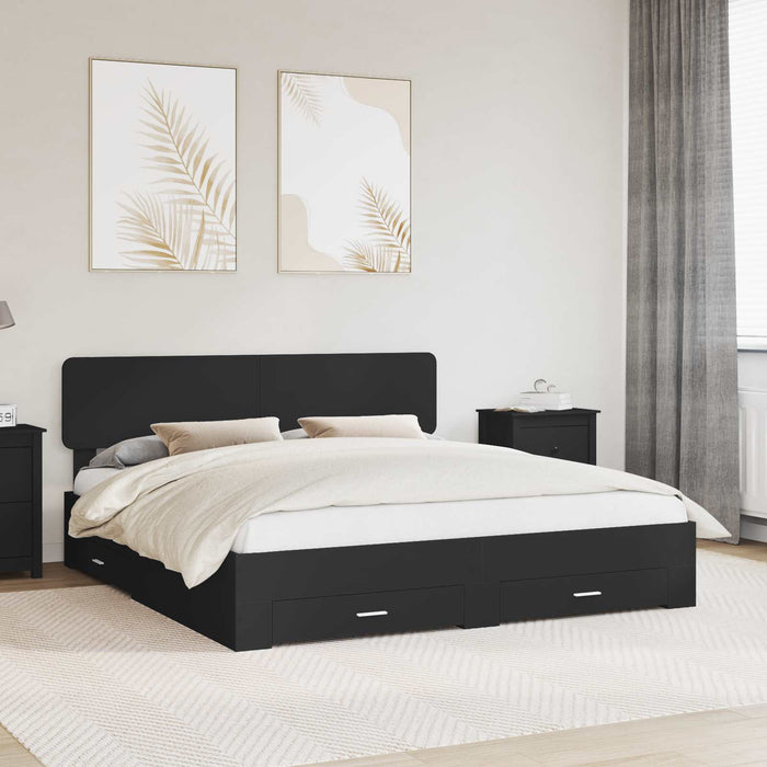 Cadru de pat cu sertar Negru 200 x 200 cm Lemn prelucrat WALTI