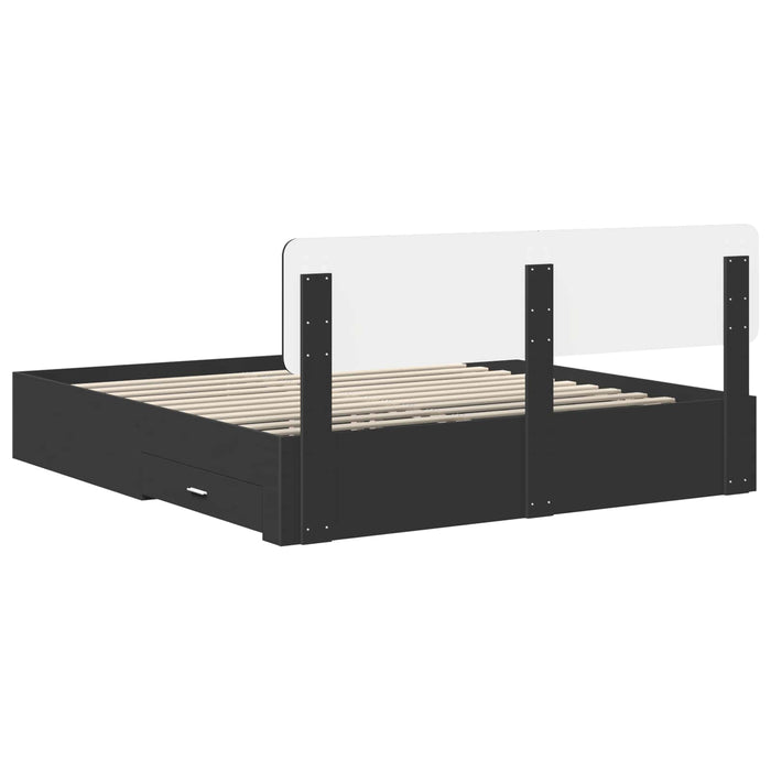 Cadru de pat cu sertar Negru 200 x 200 cm Lemn prelucrat WALTI