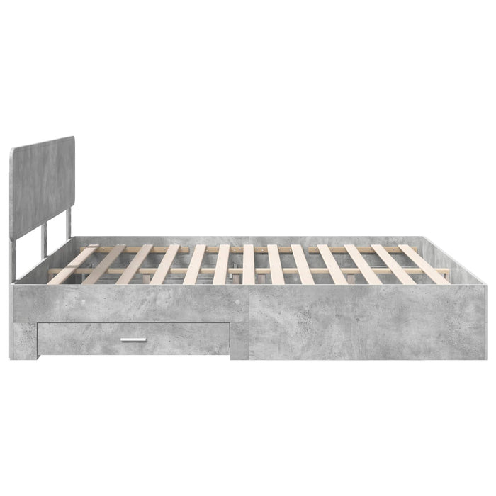 Cadru de pat cu sertar Gri din beton 200 x 200 cm Lemn compozit - WALTI WALTI