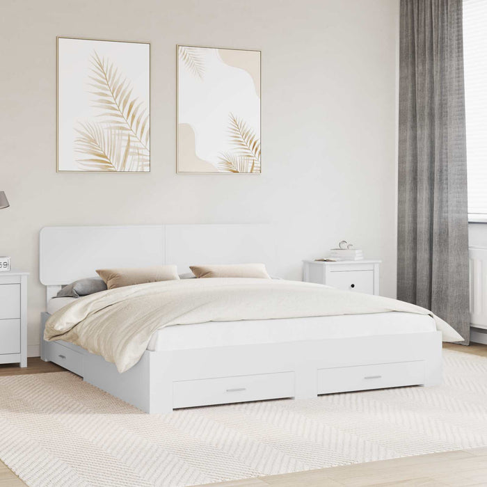 Cadru de pat cu headboard Alb 180 x 200 cm Lemn compozit - WALTI WALTI