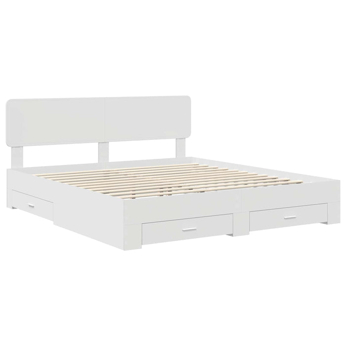 Cadru de pat cu headboard Alb 180 x 200 cm Lemn compozit - WALTI WALTI