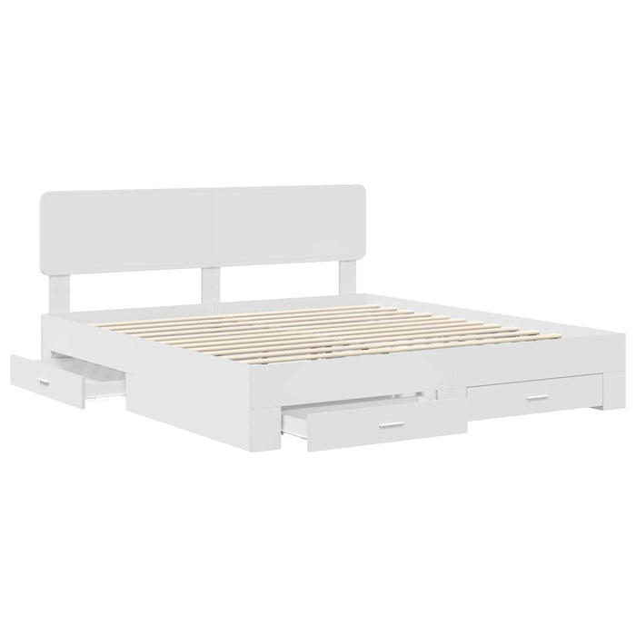 Cadru de pat cu headboard Alb 180 x 200 cm Lemn compozit - WALTI WALTI