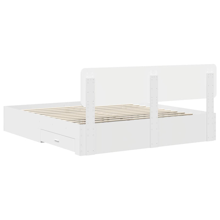 Cadru de pat cu headboard Alb 180 x 200 cm Lemn compozit - WALTI WALTI
