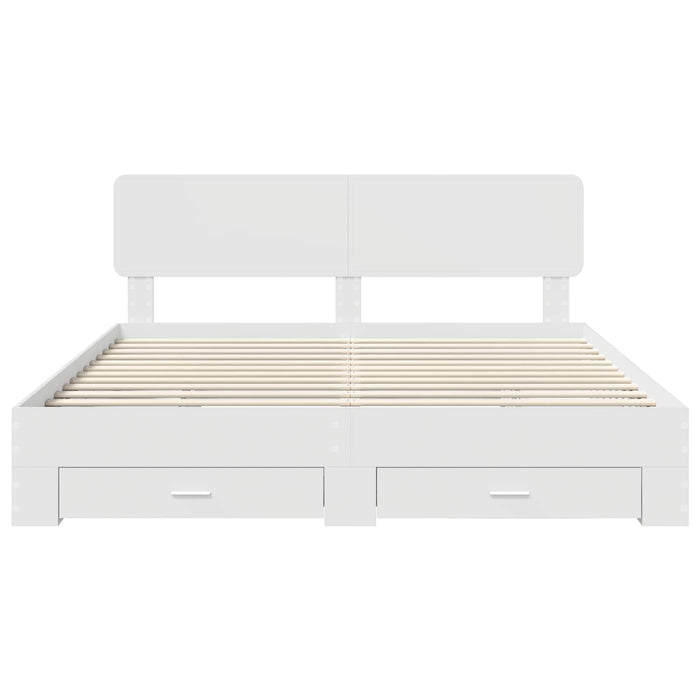 Cadru de pat cu headboard Alb 180 x 200 cm Lemn compozit - WALTI WALTI