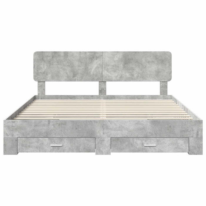 Cadru de pat cu sertar Gri din beton 180 x 200 cm Lemn compozit - WALTI WALTI
