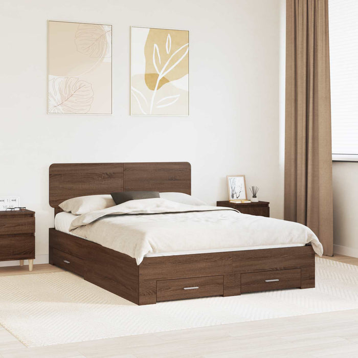 Cadru de pat Stejar închis 150 x 200 cm Lemn prelucrat WALTI
