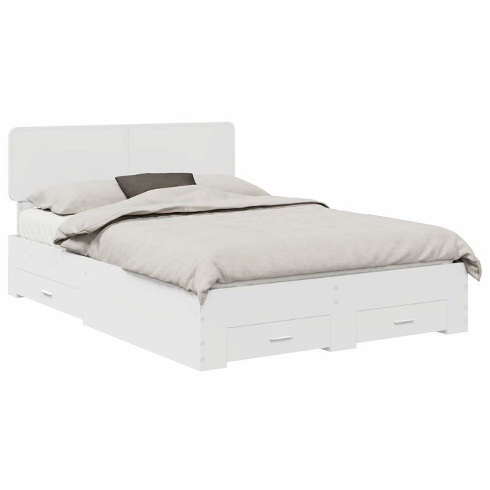 Cadru de pat cu headboard Alb 140 x 200 cm Lemn compozit - WALTI WALTI