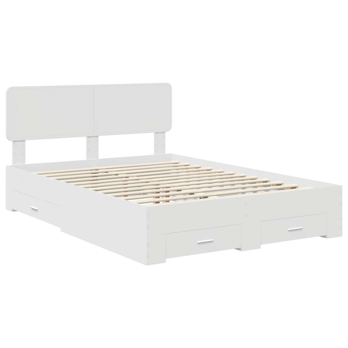 Cadru de pat cu headboard Alb 140 x 200 cm Lemn compozit - WALTI WALTI