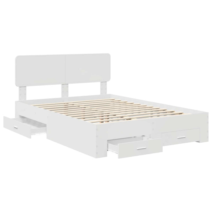 Cadru de pat cu headboard Alb 140 x 200 cm Lemn compozit - WALTI WALTI