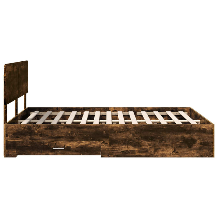 Cadru de pat Stejar fumuriu 140 x 200 cm Lemn compozit - WALTI WALTI