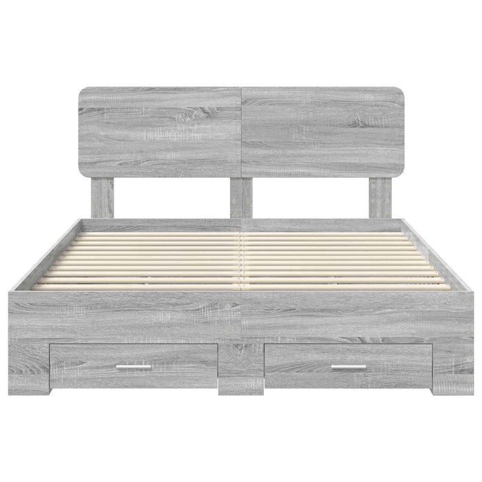 Cadru de pat cu headboard Gri Sonoma 140 x 200 cm Lemn compozit - WALTI WALTI